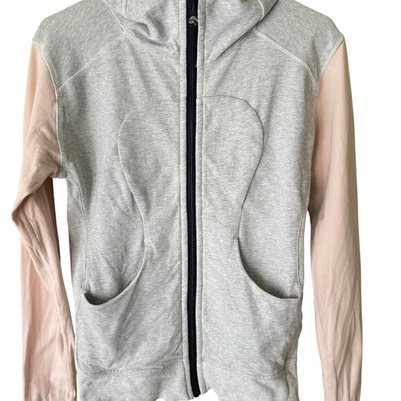 Lululemon On The Daily Hoodie French Terry Jacket Women S 6 Heathered White Pink - Picture 12 of 13